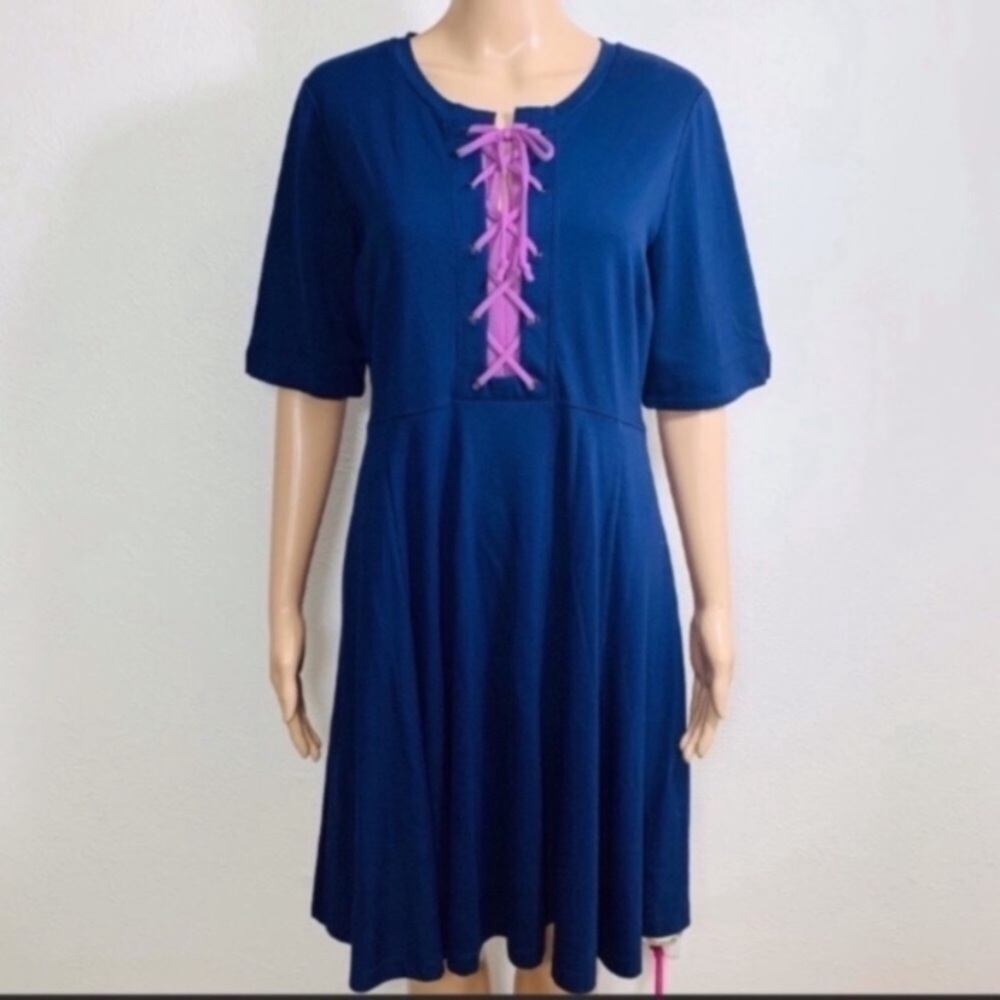 Anthropologie Maeve Navy Tie Dress - Picture 1 of 8